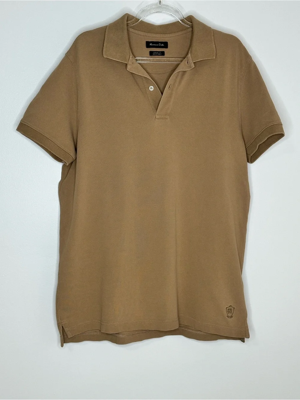 Massimo Dutti Beige Cotton Polo Shirt Casual Fit Size M - Picture 2 of 8